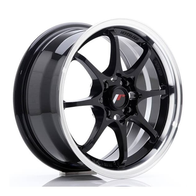 JR5 15x7 ET35 4x100 Gloss Black w/Machined Lip - Japan Racing - Κωδικός: JR-34130